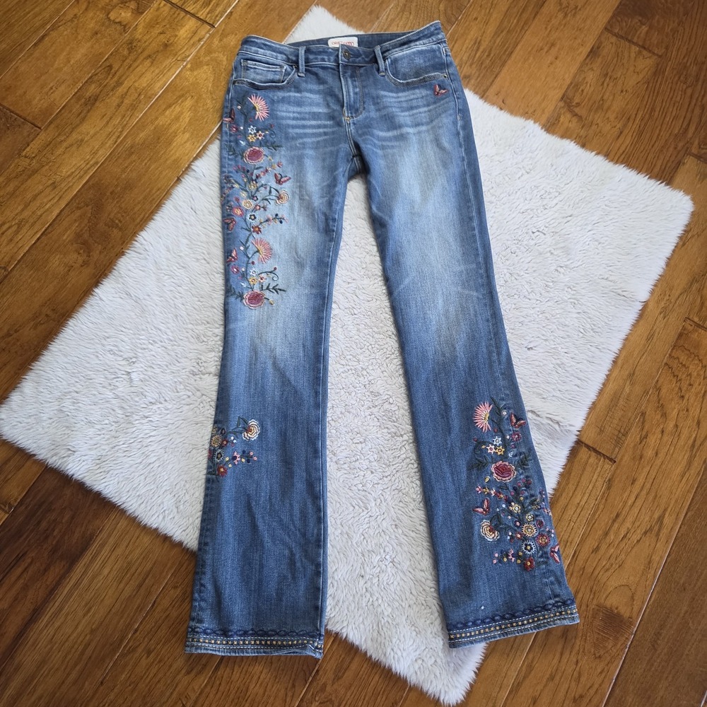 Driftwood Kelly Bootcut Jeans Women's 29 Floral Embroidered Butterflies